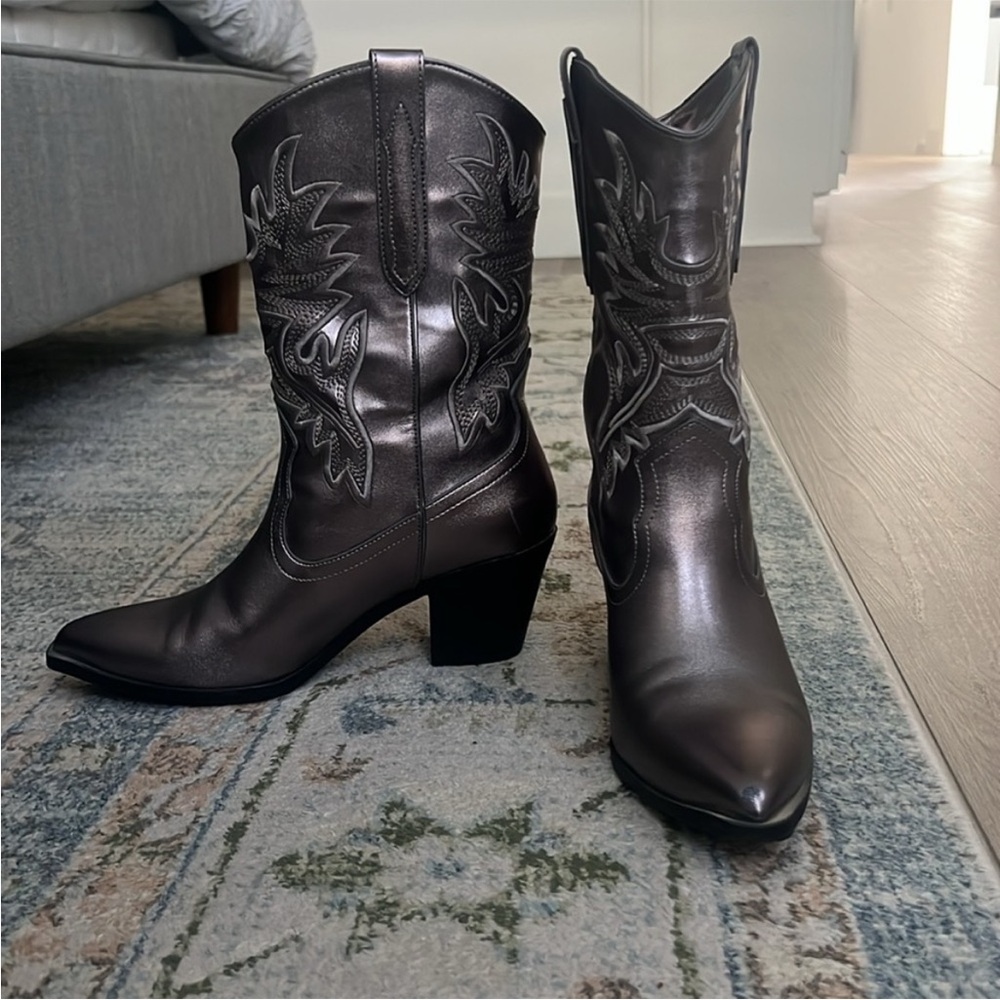 London Rag Silver Dixom Western Cowboy Boots Size 7 - Picture 7 of 13